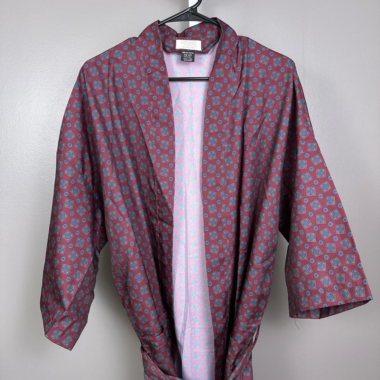 Vintage The Primary Layer Portland Oregon Satin Robe One Size USA Made Burgundy - Image 2