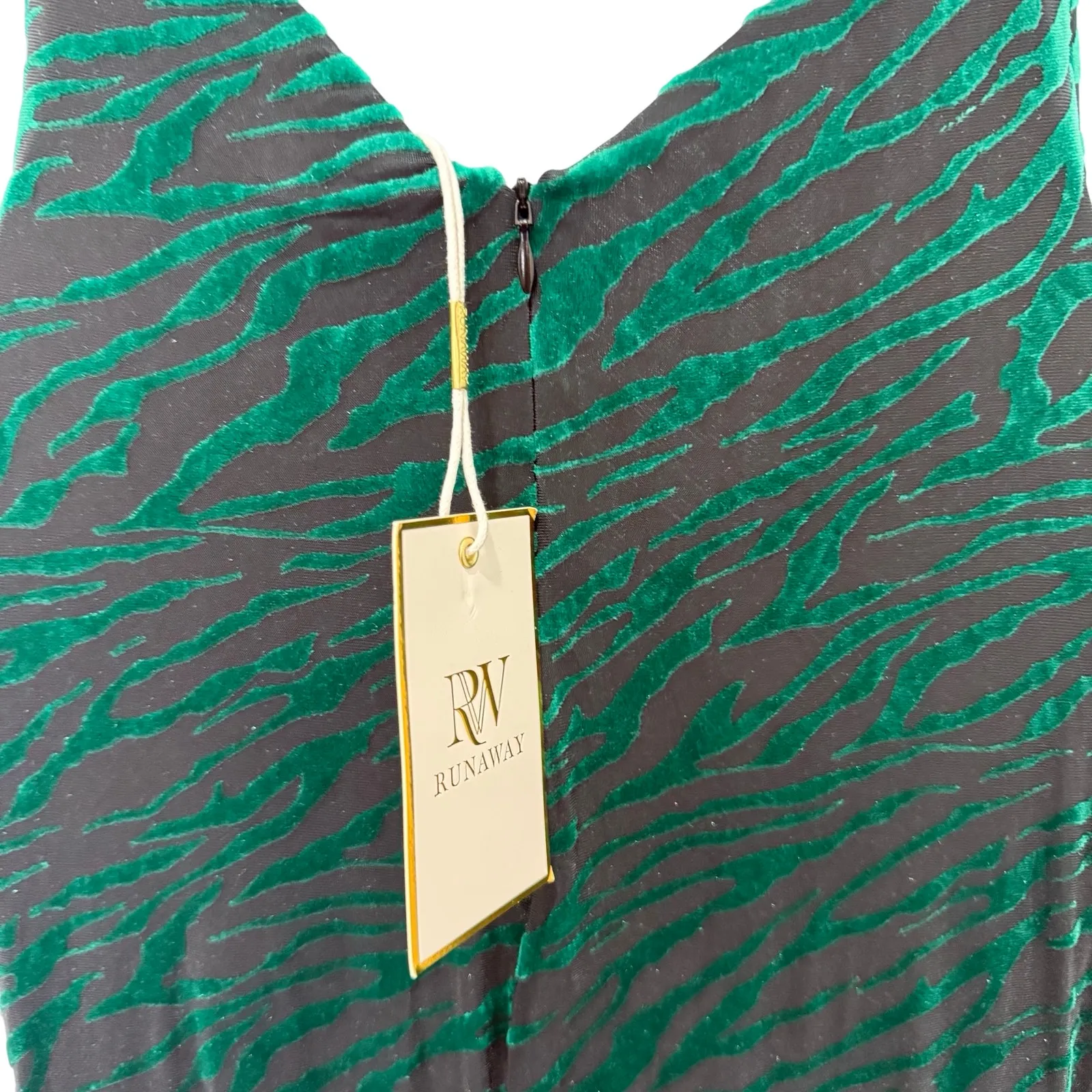 Runaway Lionell Emerald Green Zebra Stripe Backless Maxi Dress Sz 8 / L NEW Tags - Image 5