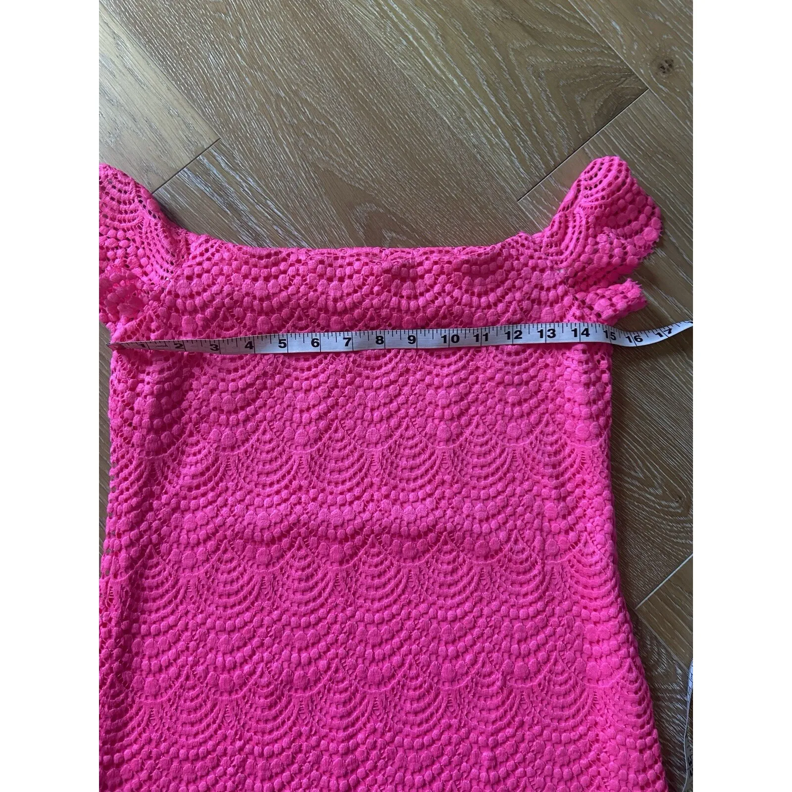 Lilly Pulitzer Jade‎ Pink Tropics scalloped shell lace dress Size S off shoulder - Image 14