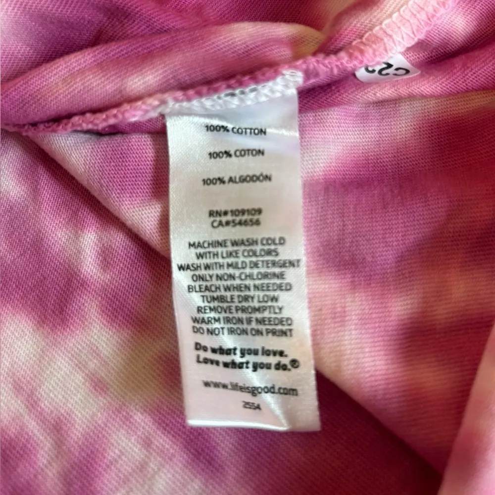 Life Is Good Pink Tie Dye Super Mom Crusher Tee Short Sleeve Womens Medium NEW - Image 5