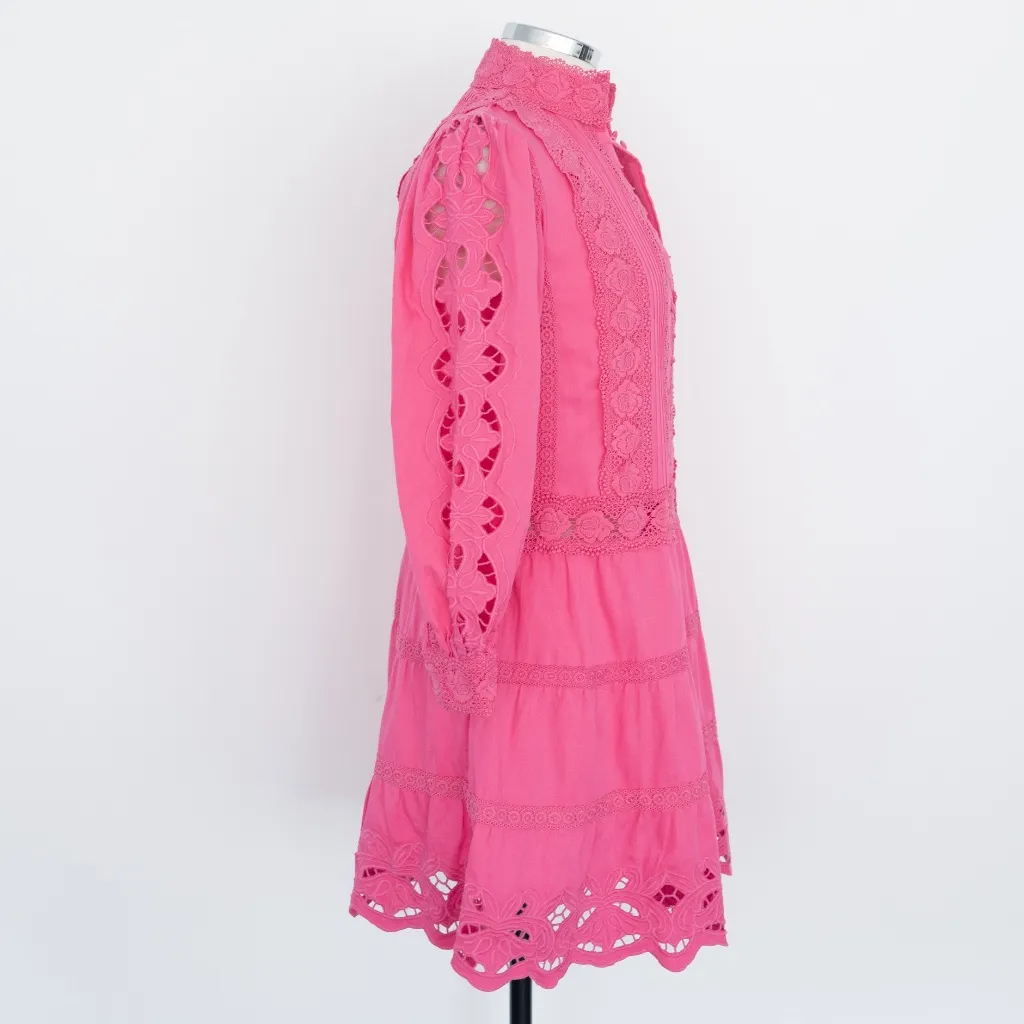 ALICE + OLIVIA. Clark Embroidered Tiered Dress. - Image 9
