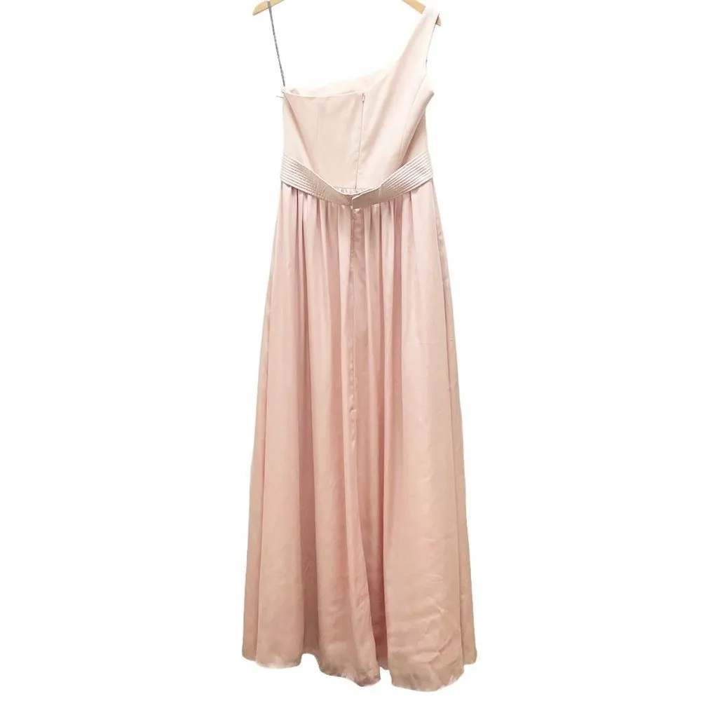 NWT Vera Wang White Dress One Shoulder Blush Pink Satin Formal Gown Size 10 NEW - Image 3
