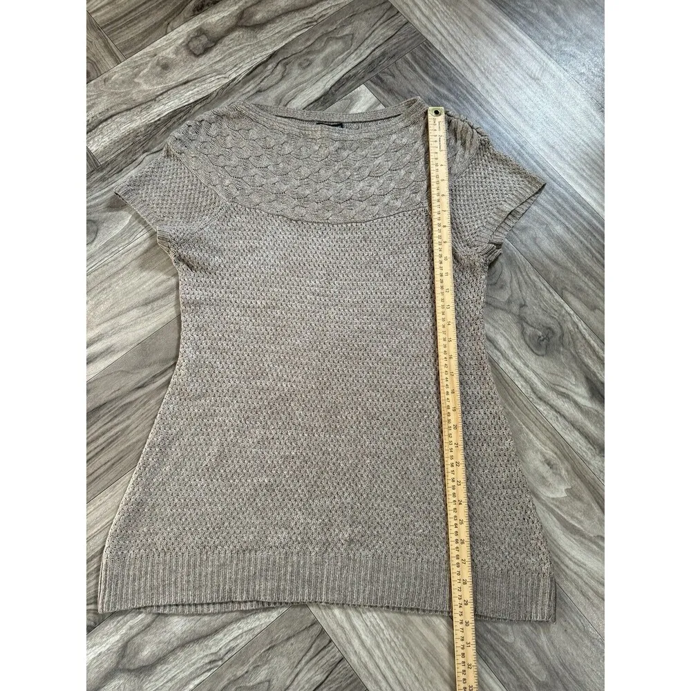 New York & Company Sweater Dress Womens Size S Brown Knit Short Sleeve Party - Image 4