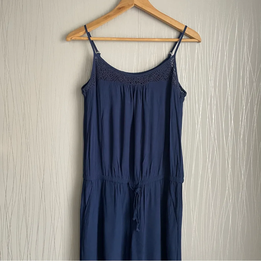 GAP Navy Blue Jumpsuit Womens Small Crochet Lace Drawstring Waist Sleeveless - Image 4