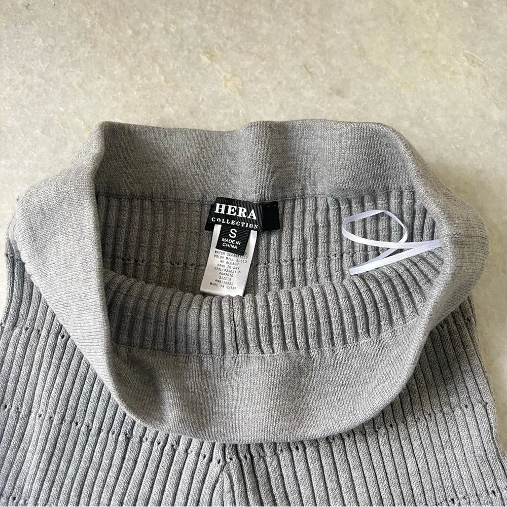 Knitted Straight Pants Size S Gray - Image 3