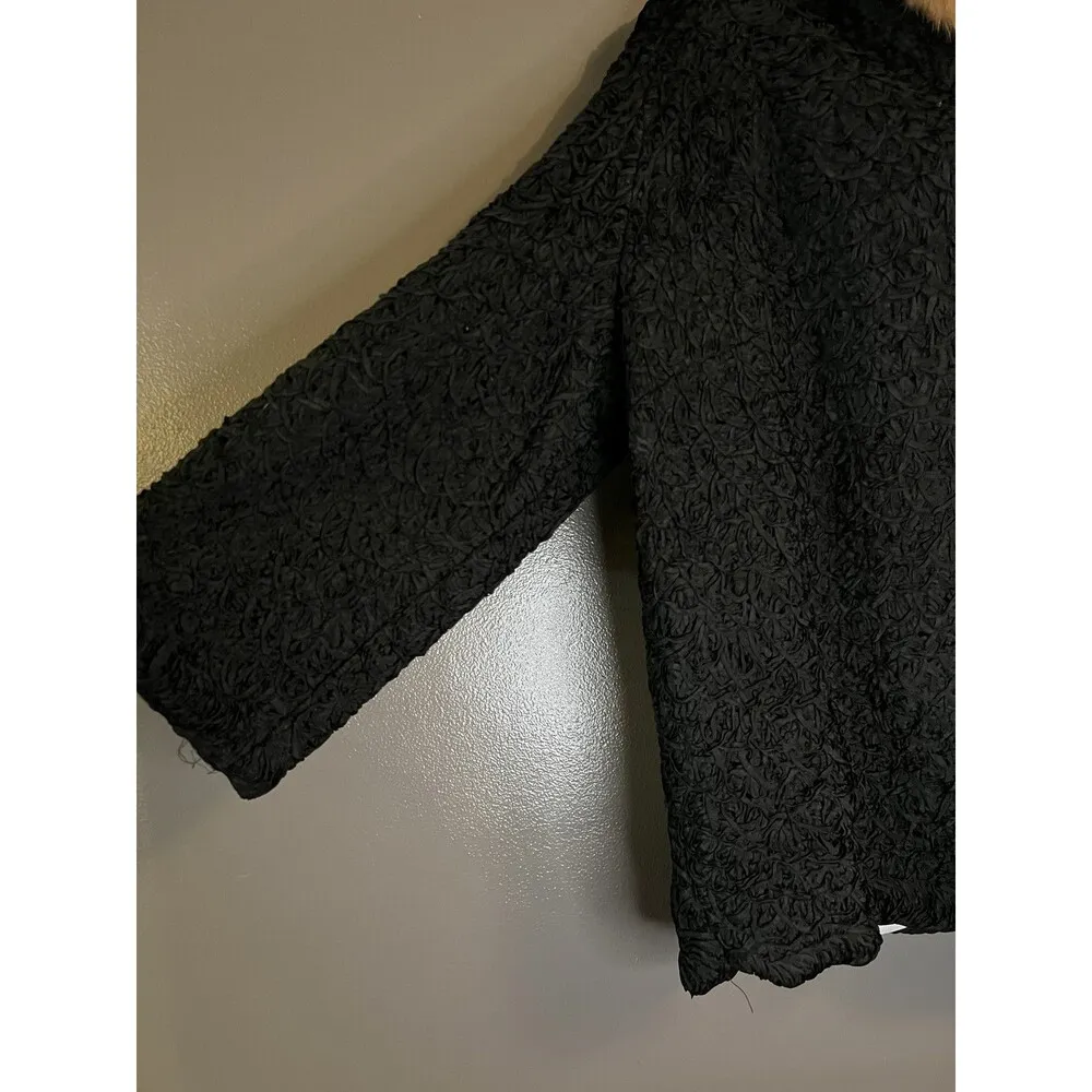 Vintage Reichbart Furs Coat Womens Medium Persian Lamb Mink Collar 50s Black - Image 3