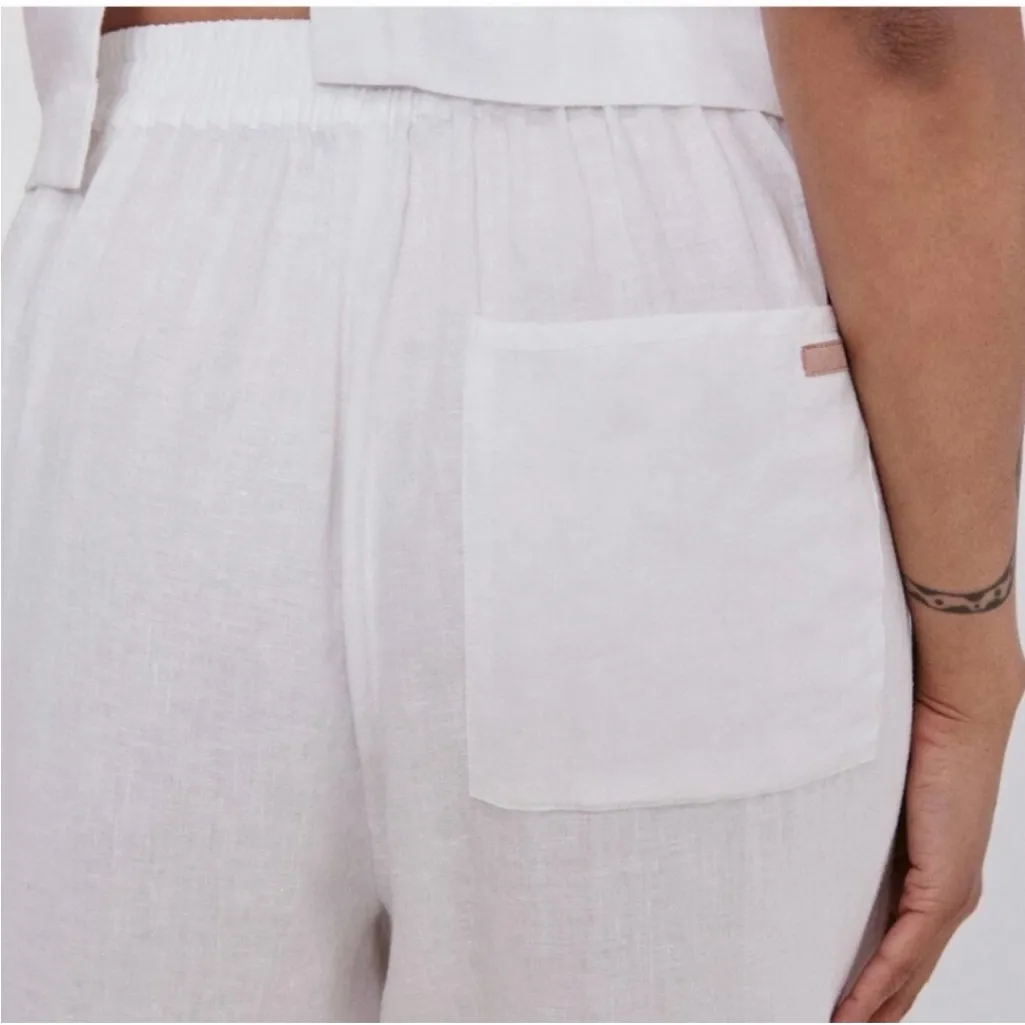 LUNYA Woven Linen Tapered‎ Pant in Sincere White Size Large - Image 3