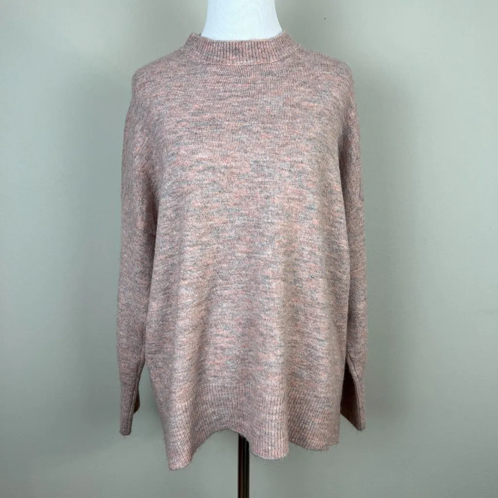 Dreamers Sweater‎ Small Gray Pink Mock Neck Long Sleeve Knit Relaxed Fit - Image 12