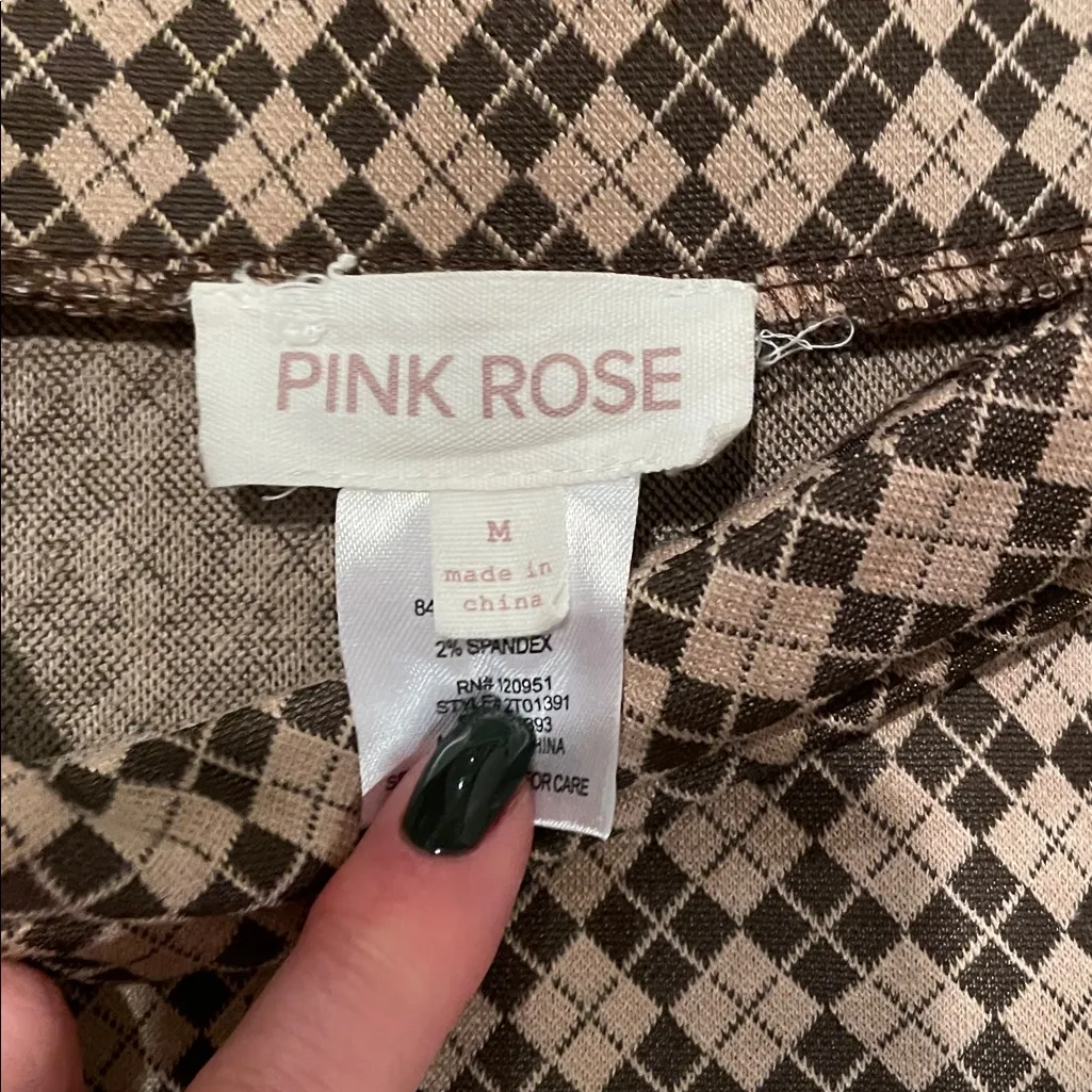 Pink Rose Brown and Tan Patterned Skirt Set - Image 2