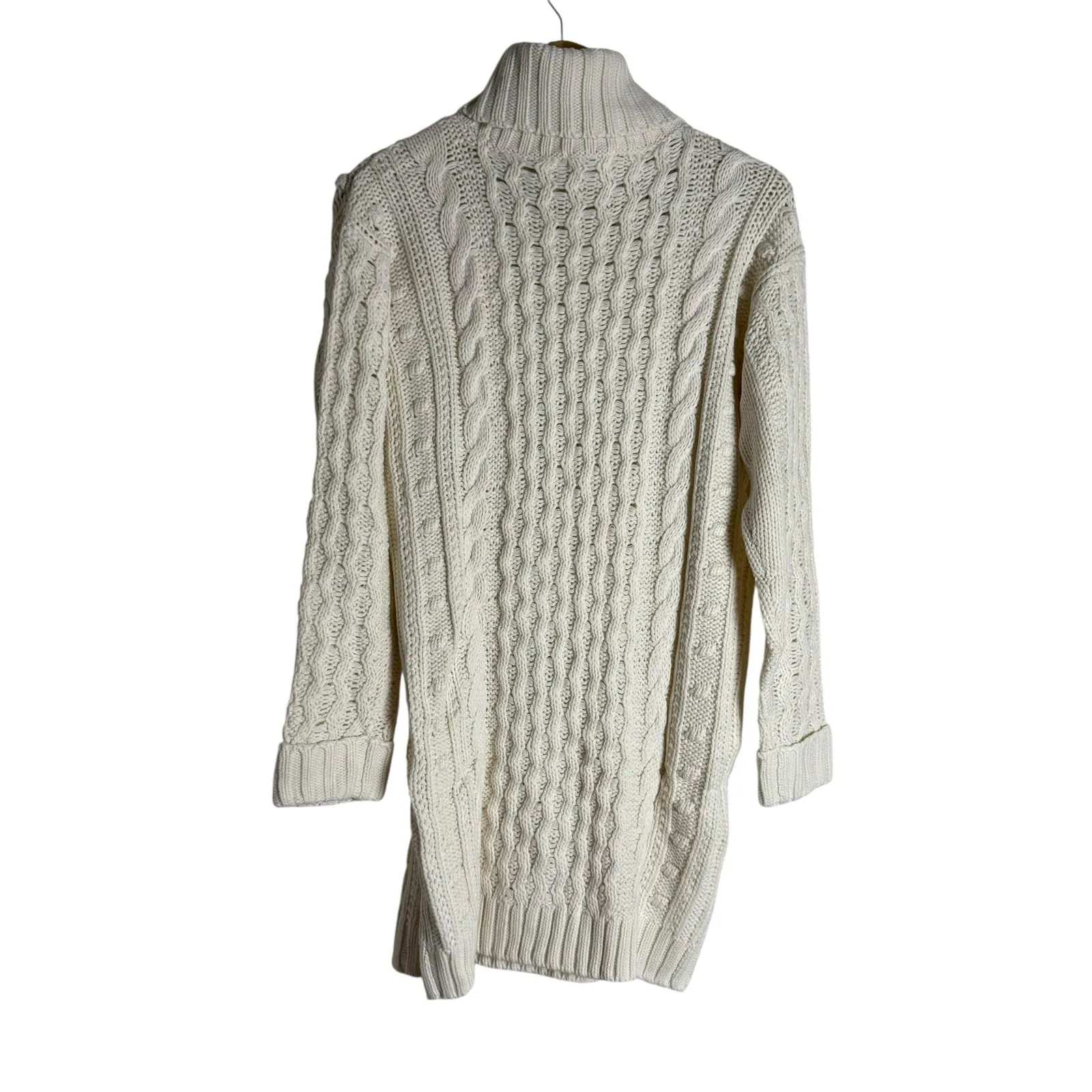 525 America Cream Long Sleeve Cable Knit Turtleneck Sweater Mini Dress Size XS - Image 6