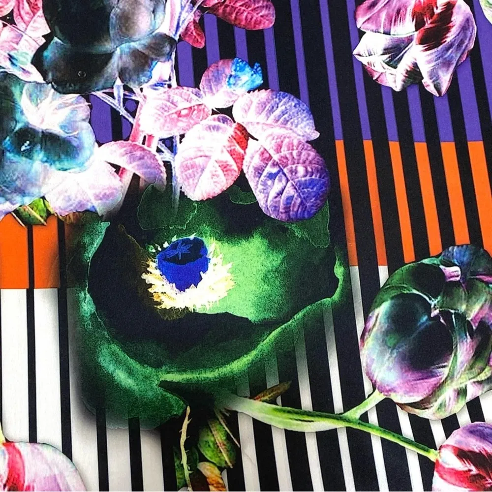 Clover Canyon Night Matador Stripe, Floral Pencil Skirt Black, White XS - Image 3