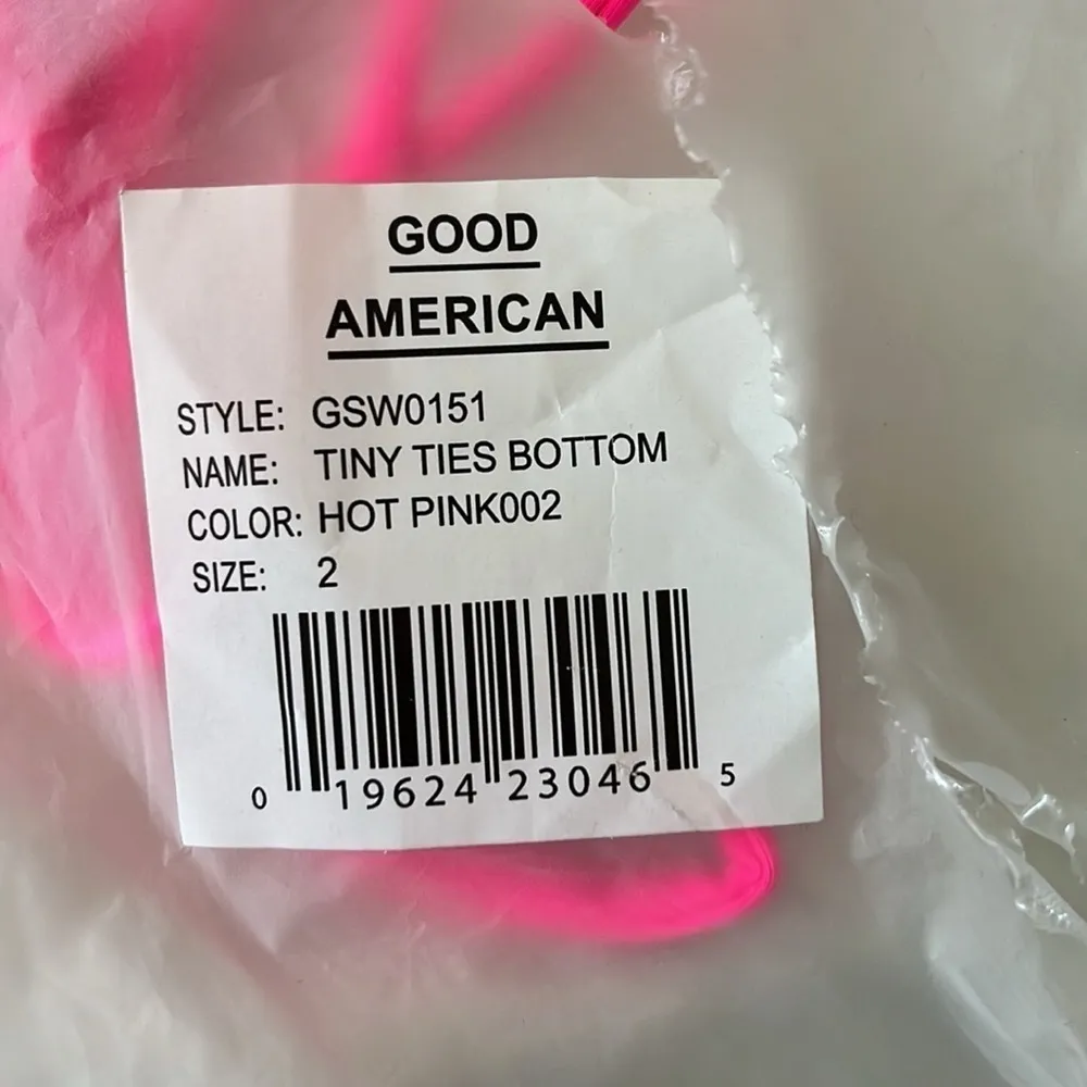 New Good American Women’s tiny ties bikini bottom in hot pink002 size Medium - Image 4