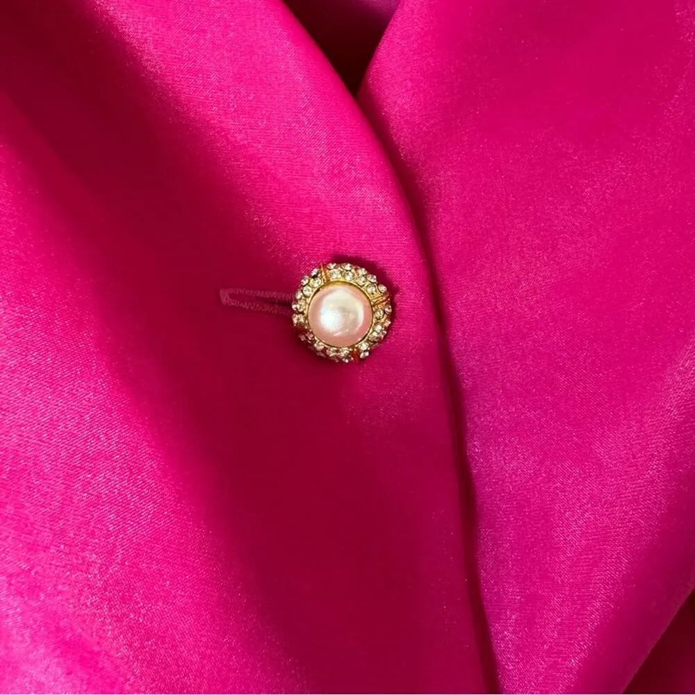 Vintage 80s Hot Pink Barbie Ruffled Sleeve 2 Piece Skirt Set Size Medium/8 - Image 6