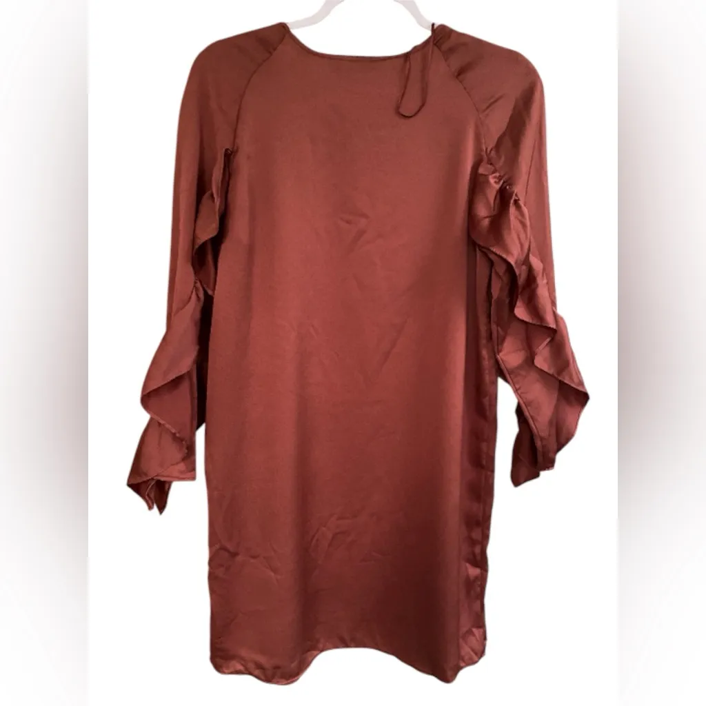 Zara Rust Ruffle Sleeve Blouse - Image 2