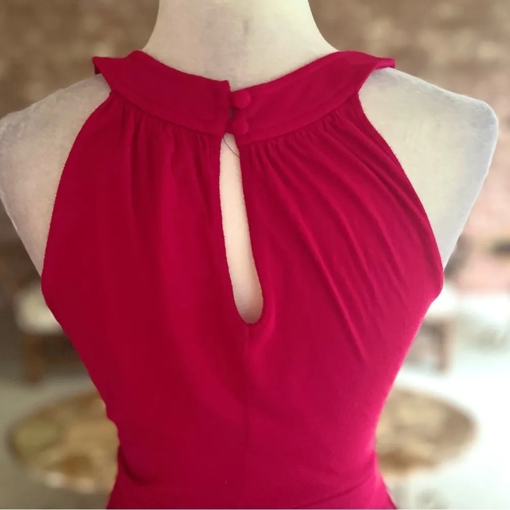 Coldwater Creek Maxi Dress Fuchsia Hot Pink Halter Knit XS - Image 10