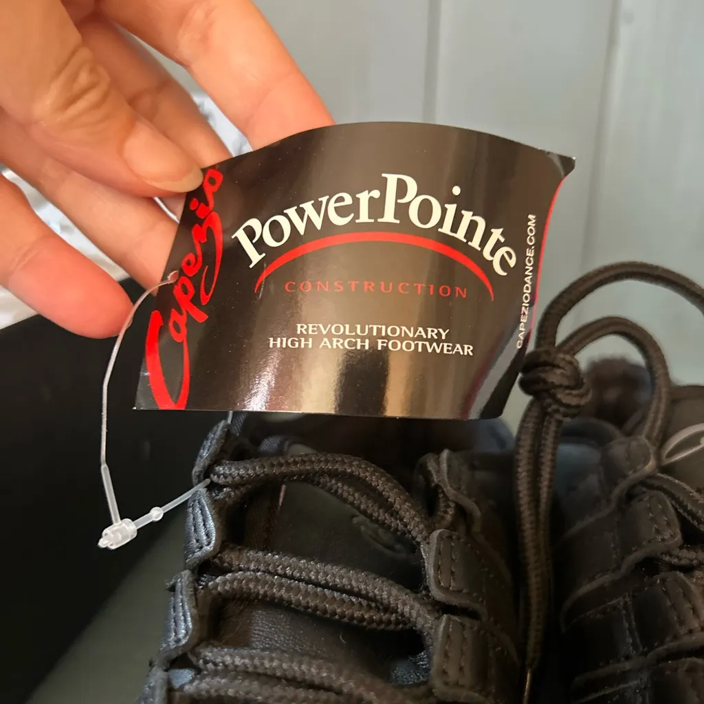 New Capezio Rider Jazz Shoe Sneaker Black PP11 Leather PowerPointe Size 6.5 - Image 3