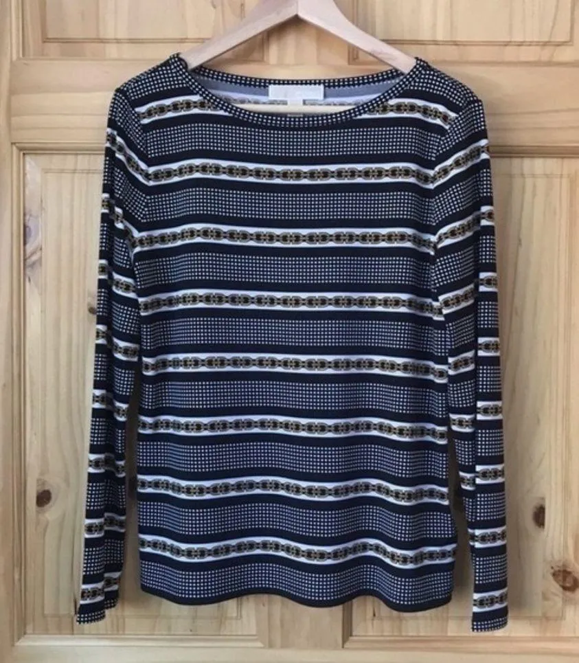 MICHAEL Michael Kors petite striped nautical long sleeve top size LP - Image 7