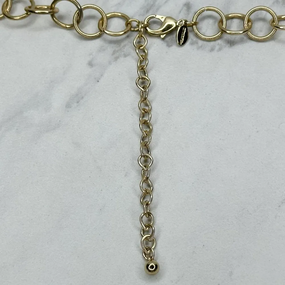 Chico's  Chunky Plastic and Metal Gold Tone Chain Link Statement Necklace - Image 5