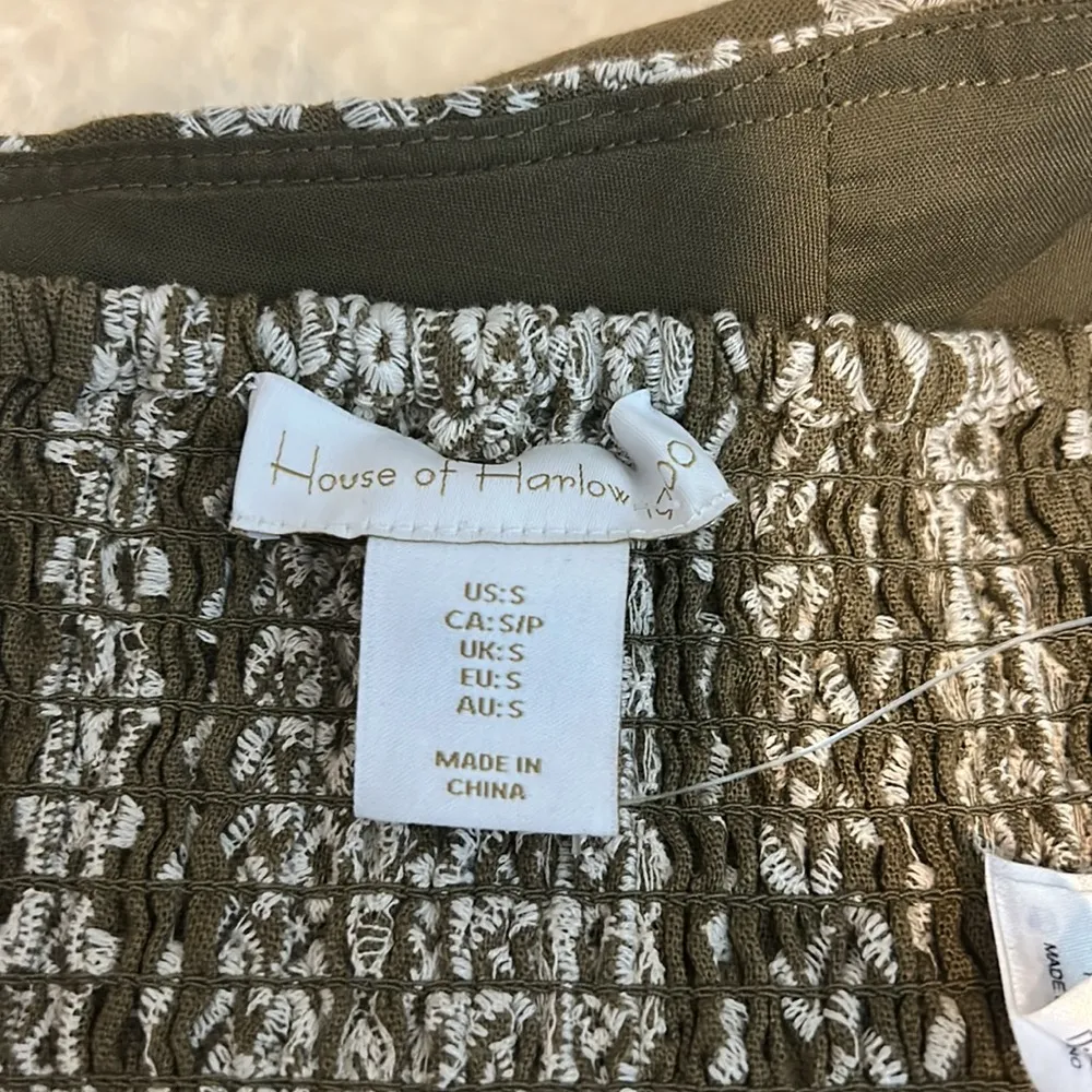 House of Harlow 1960 women small embroidered halter‎ top Green - Image 6