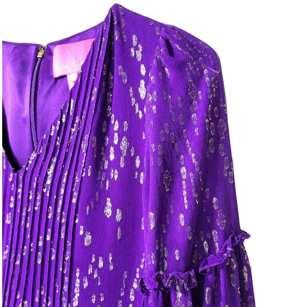 Lilly Pulitzer Cleme Silk-Blend Fish Clío Chiffon Mini Dress in Purple Berry - Image 9