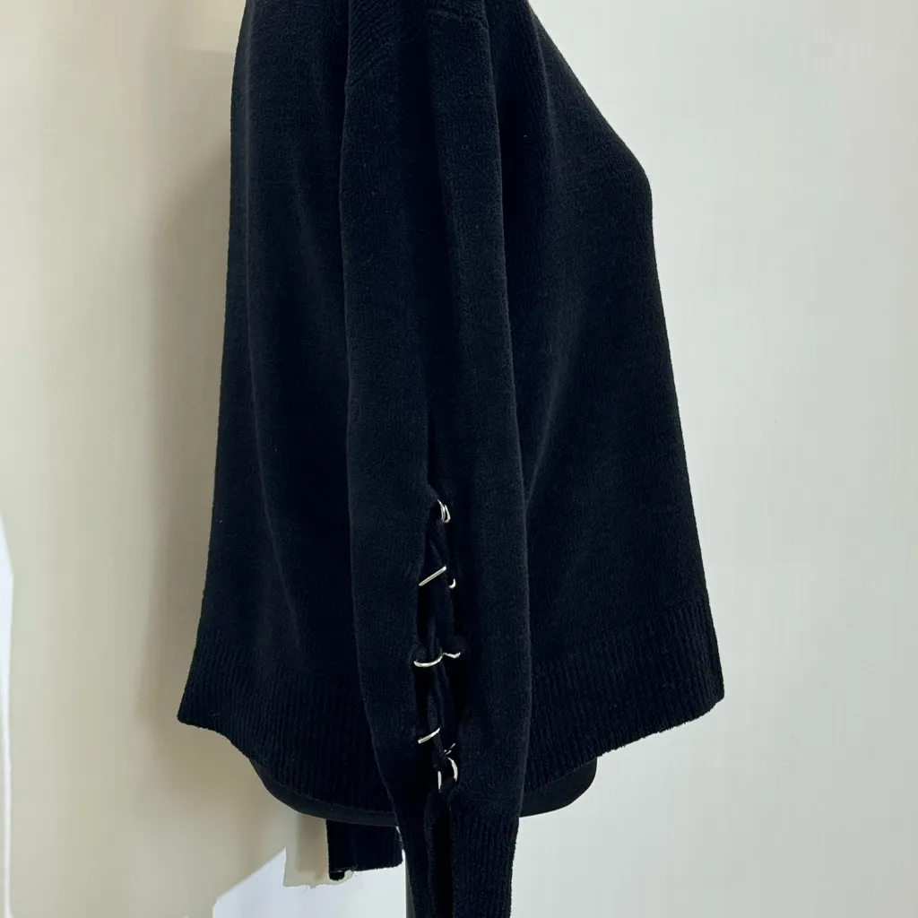 Black Sweater with Tie Sleeve Detail Size XS - Image 2