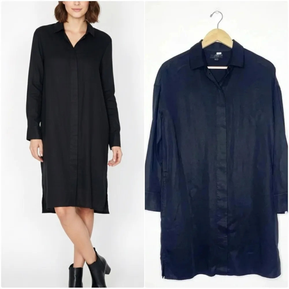 COS Black Button Up Shirt Dress Size 4 - Image 2