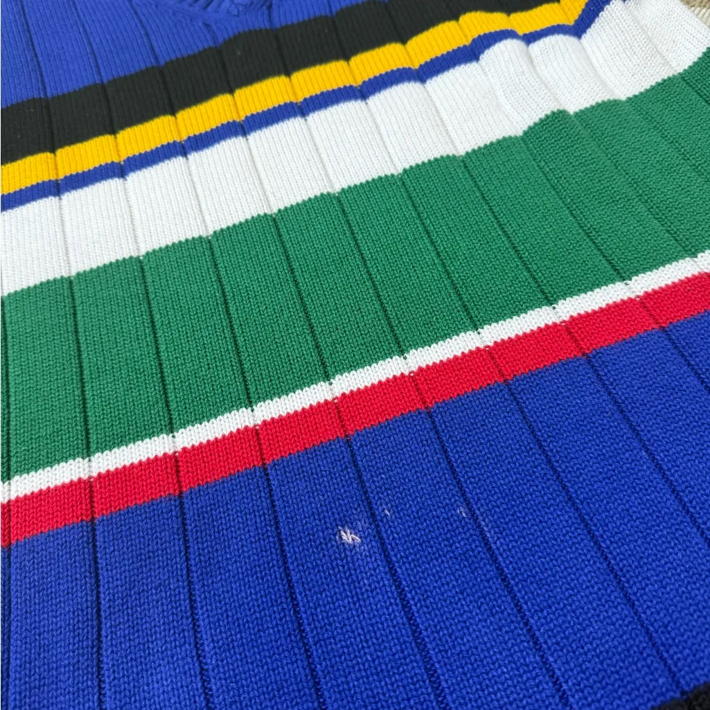 Vintage Tommy Hilfiger Sweater Pullover Striped Colorblock Ribbed S Small - Image 5