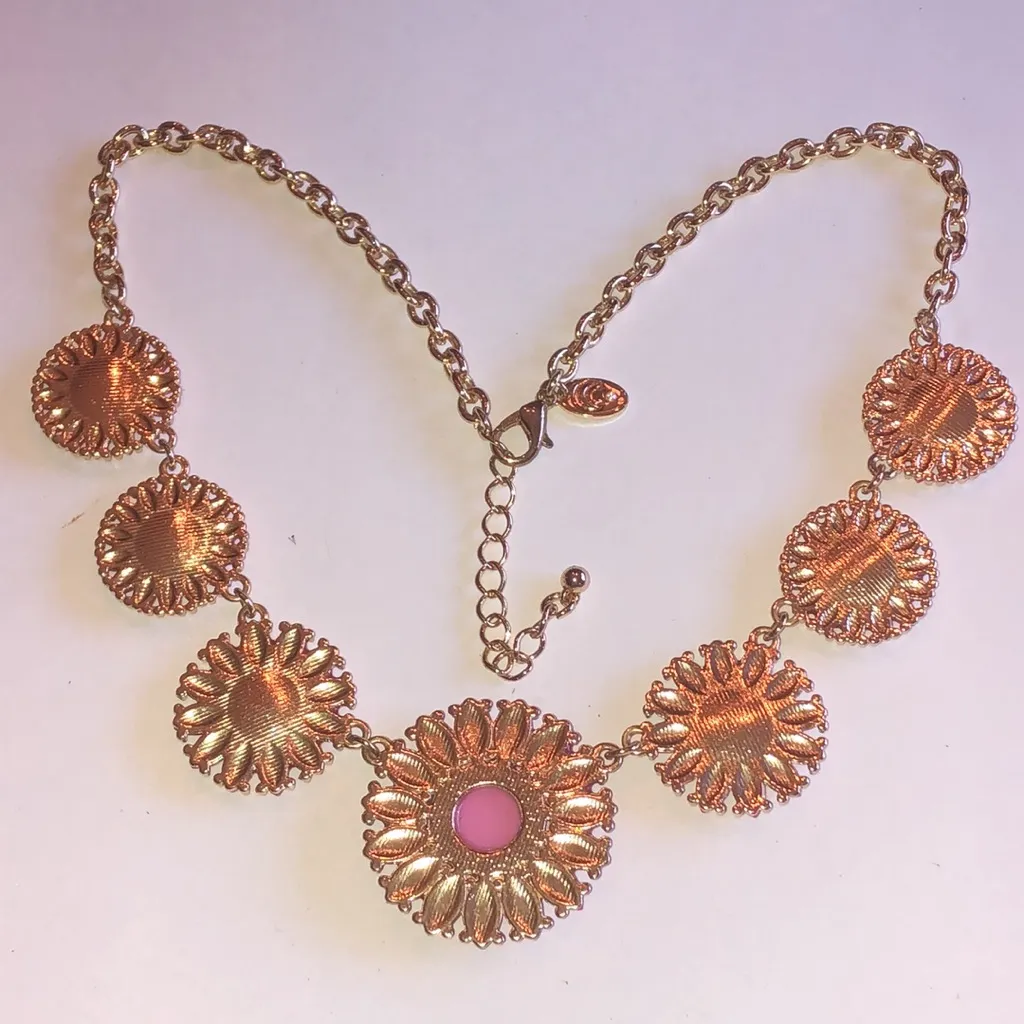Charming Charlie Elegant Pink Floral Boho Statement Necklace - Image 5