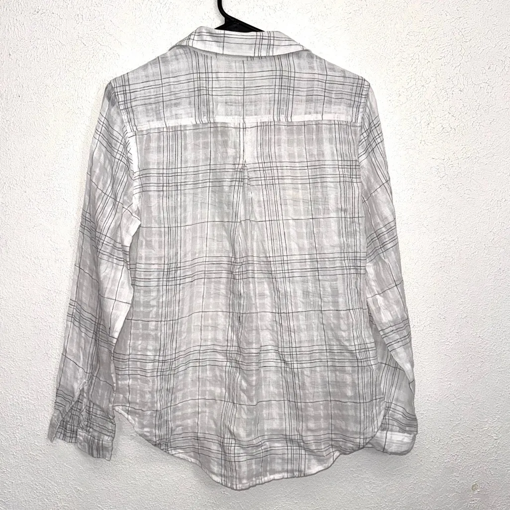 Cloth & Stone Windowpane Plaid Linen Blend Button Up Size Small - Image 13