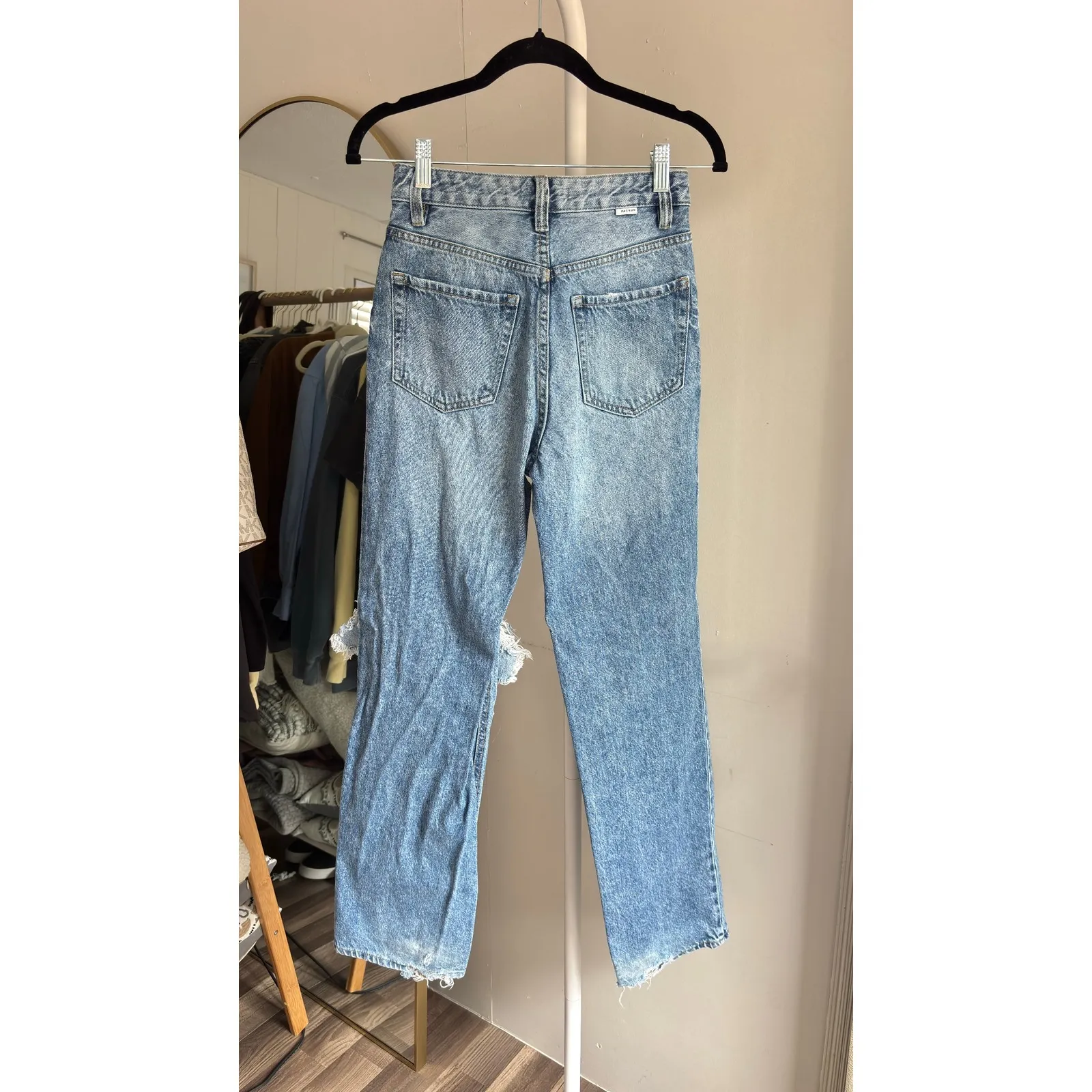 $70 PacSun 90s Boyfriend Jeans Light Wash Distressed Ripped High Rise Size 25 - Image 5