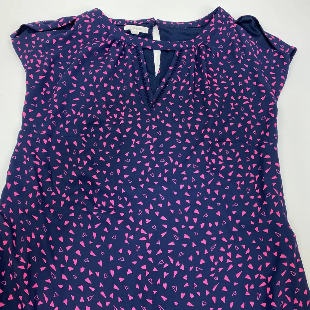 Maurice’s Navy Blue Pink Heart Pattern Dress Size XS - Image 3
