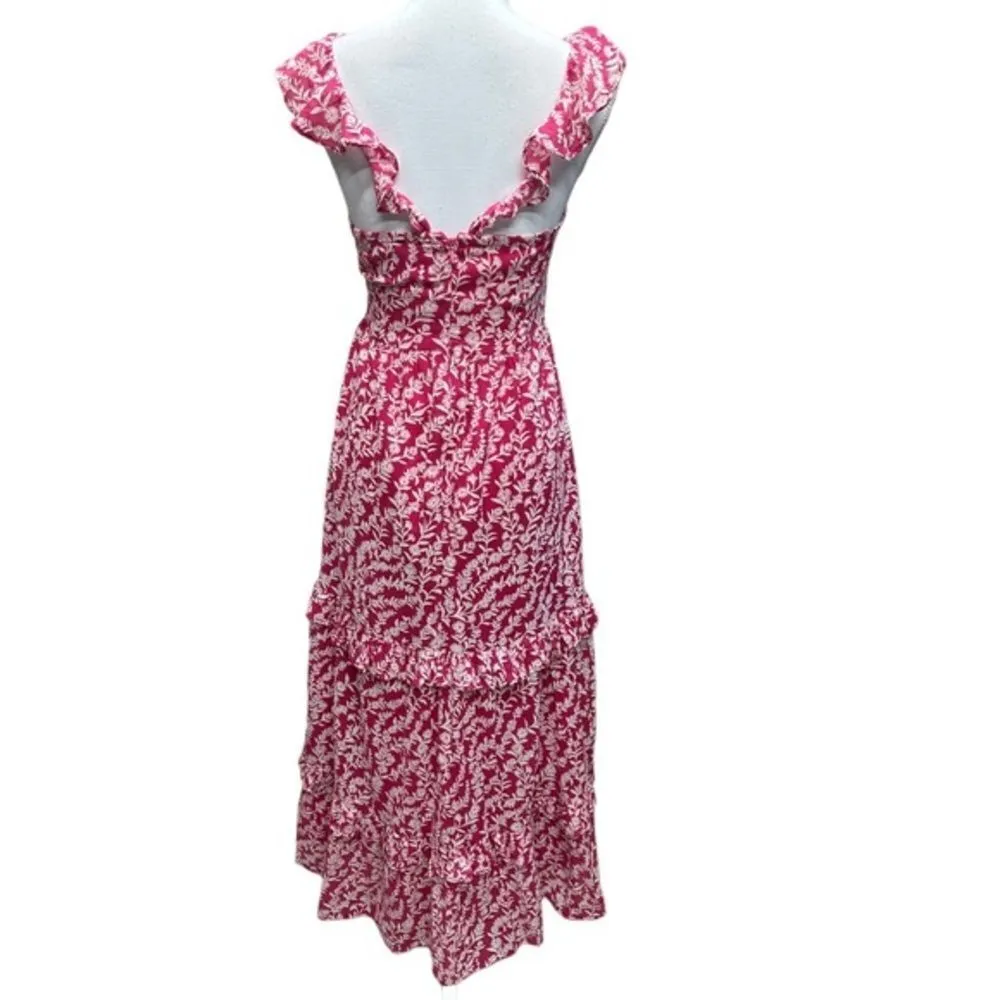 Banjanan Women Pink Penelope Tiered Ruffled‎ Dress Shadow Bloom Paradise Size XS - Image 5