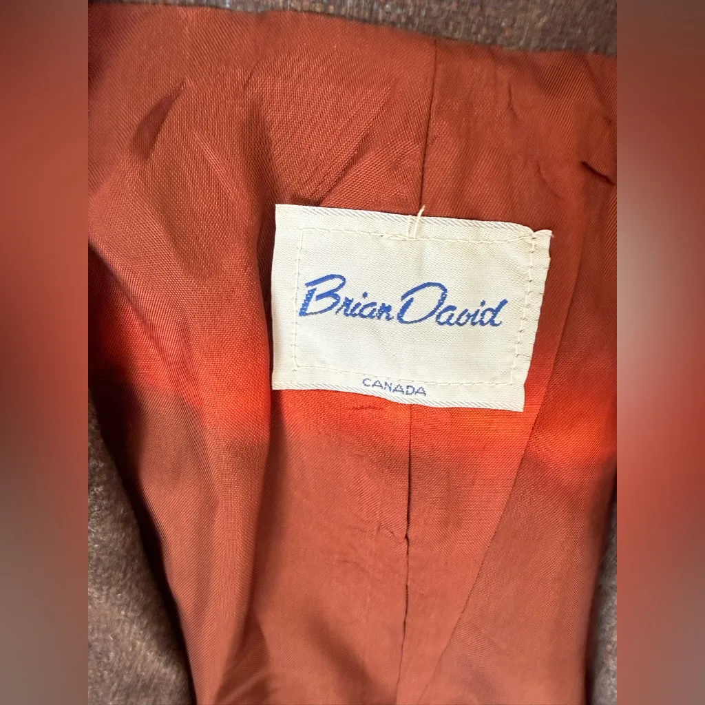 Vintage Brian David Canada Brown Wool Blazer, Size 14 Size M - Image 4