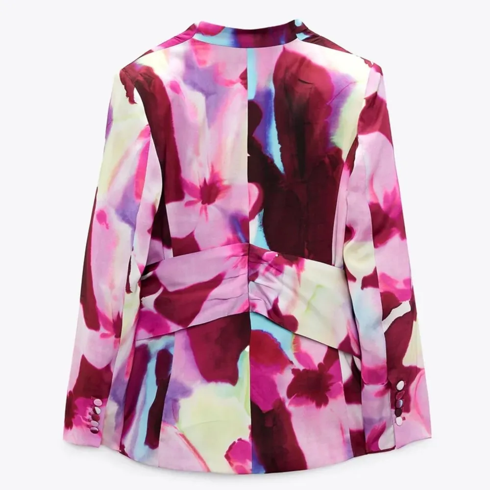 Zara Satin Affect Multi Color Belted Blazer Size S NEW - Image 12