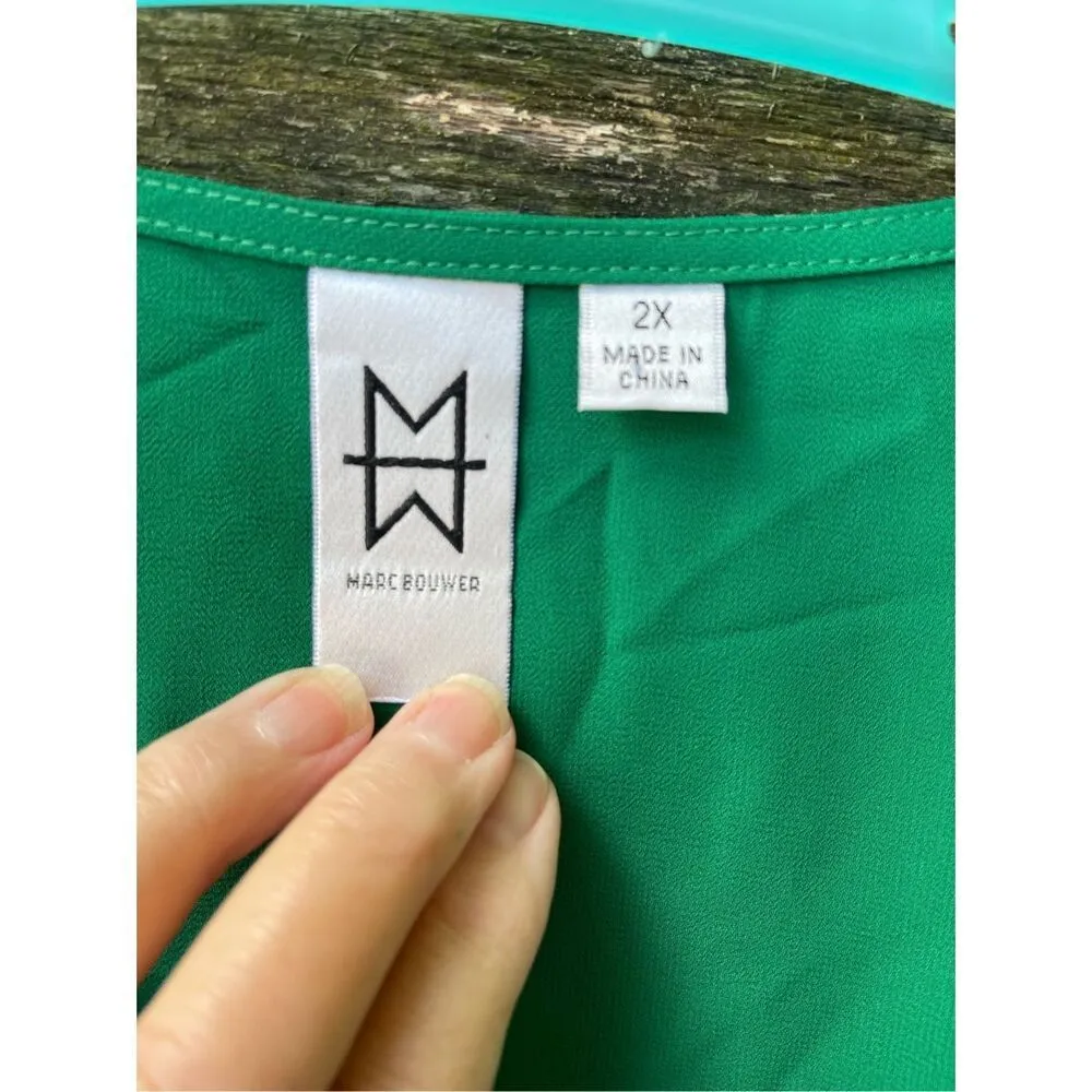 Marc Bouwer size 2X 2 piece set layered neckline with coppered beaded details. Green - Image 5