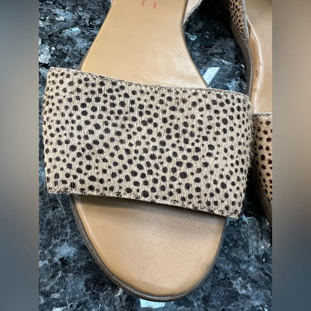 J. Crew Women's Size 10 Morgan Chic Beige Polka Dot Calf Hair Peep Toe Flats - Image 4