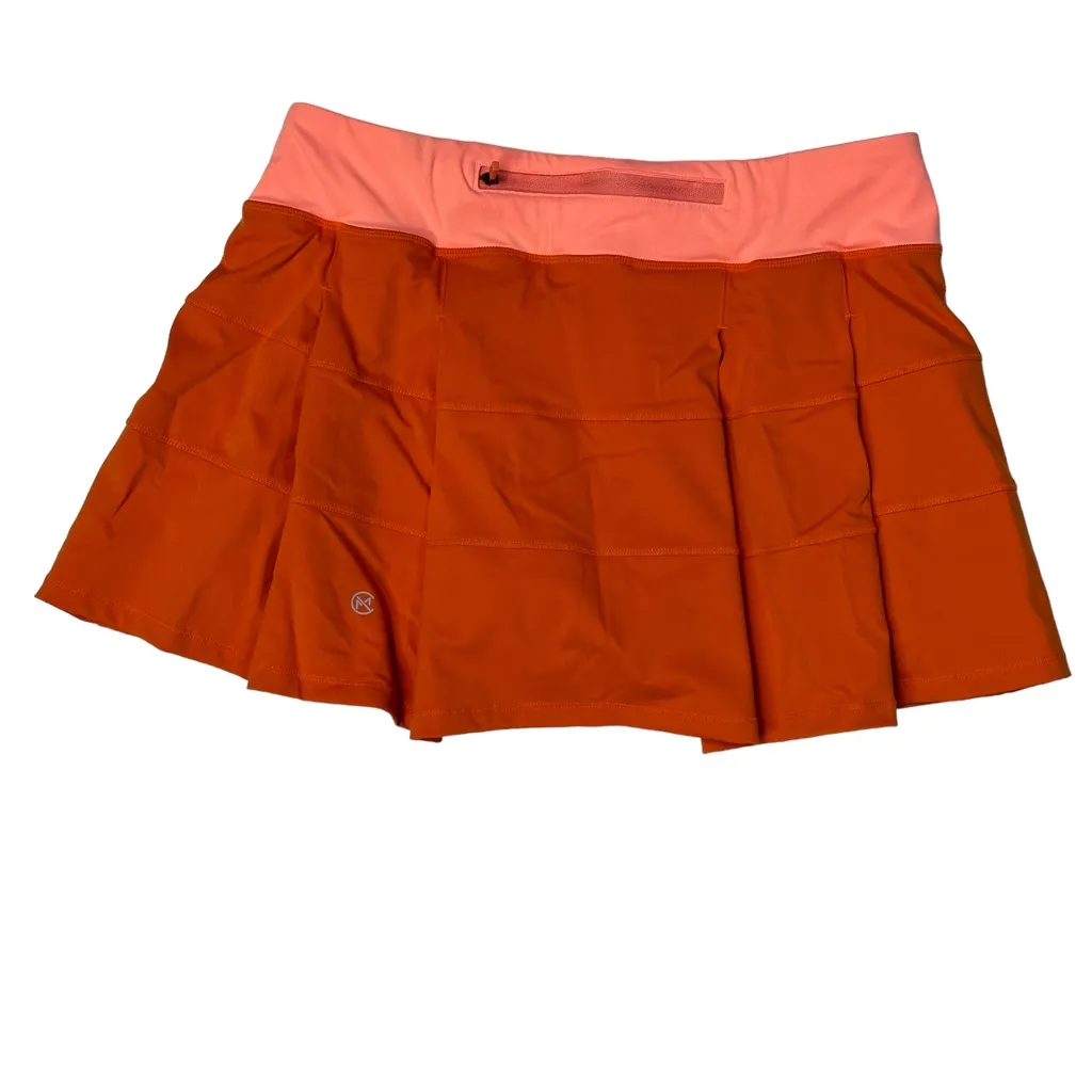 MECDAR Women's Athletic Tennis Golf Skort Skirt 2 Zip Pocket Workout Size 8 Orange - Image 2