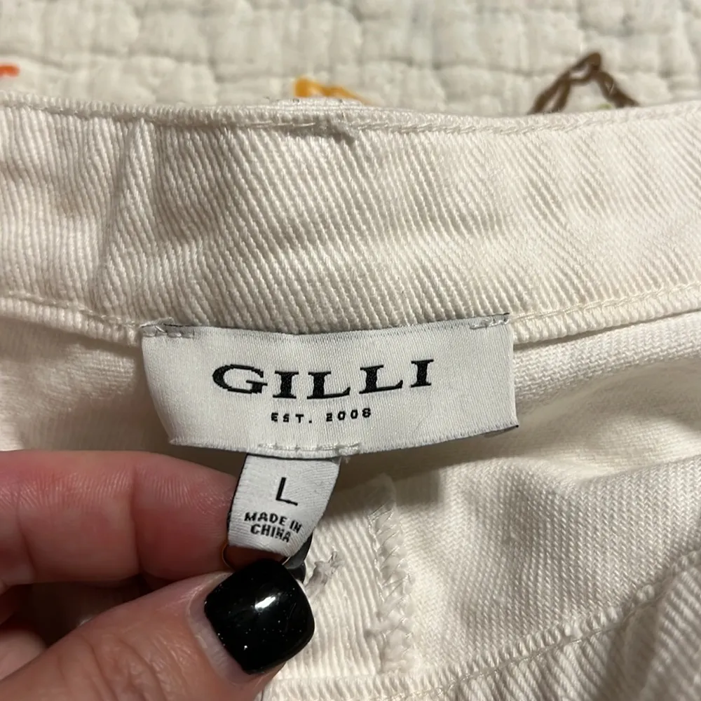 GILLI large womens white mini skirt button up belt loops flat front new - Image 5