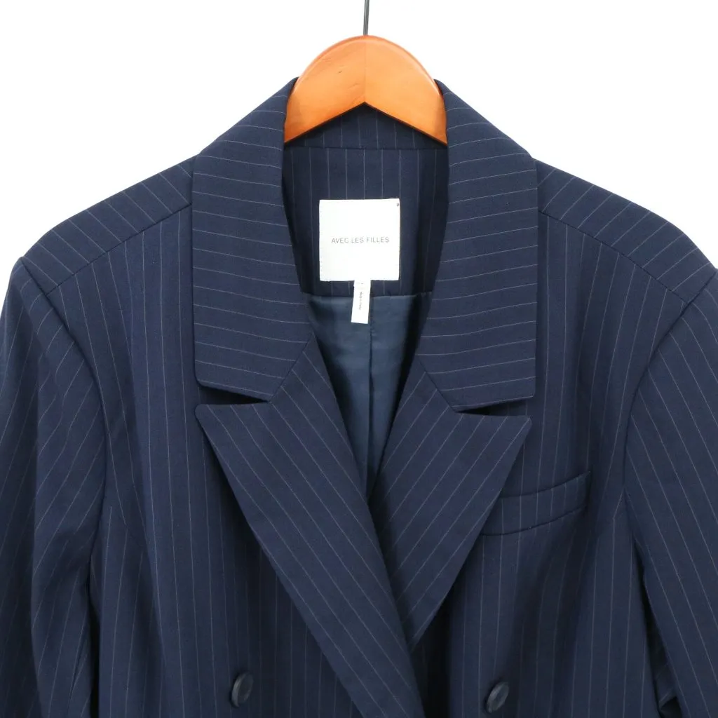 NWT Avec Les Filles Tailored Navy Double Breasted Pinstripe Blazer Jacket 2X - Image 7