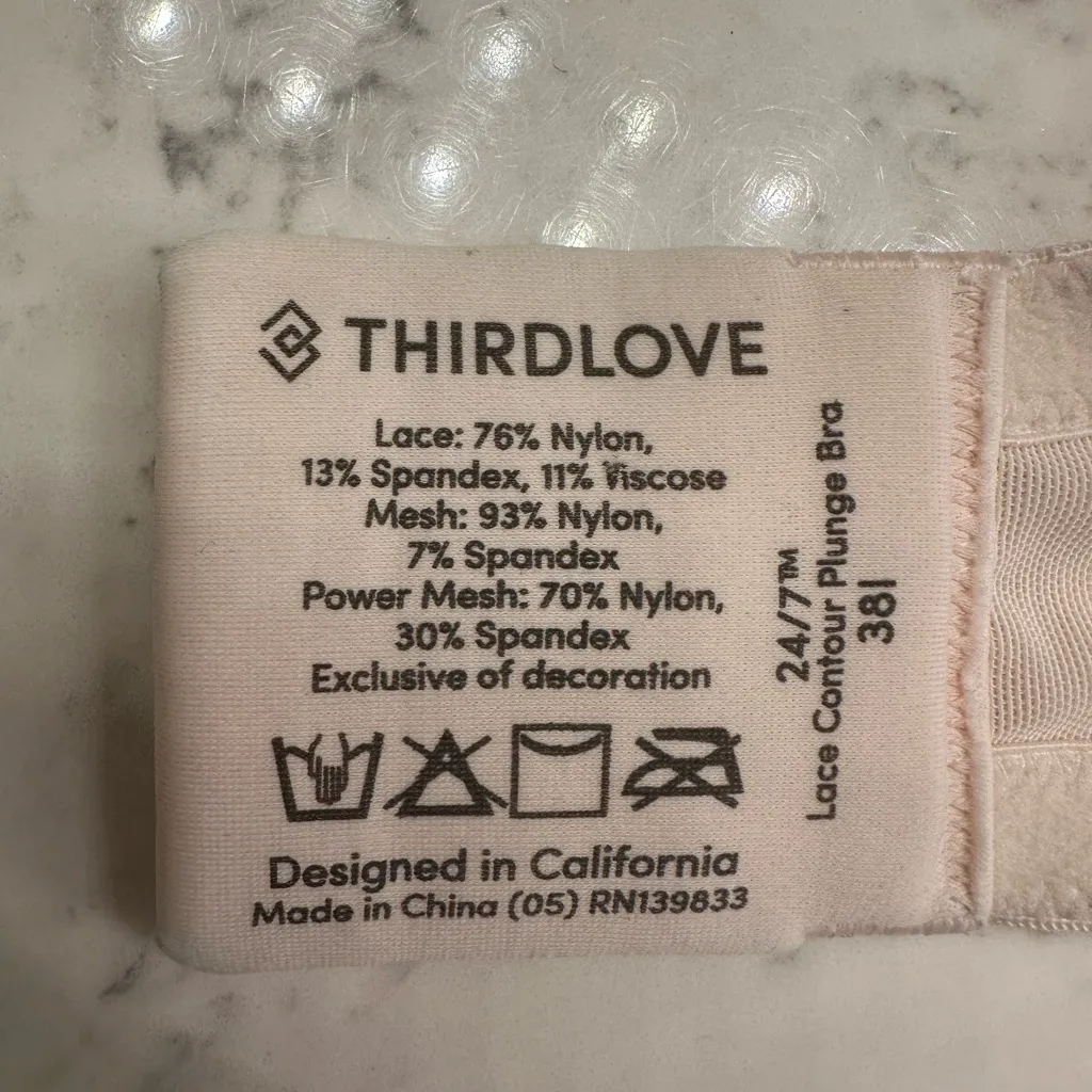 ThirdLove Lace Contour Plunge Bra Womens Sz 38I Ivory Adjustable NO PADS! - Image 5