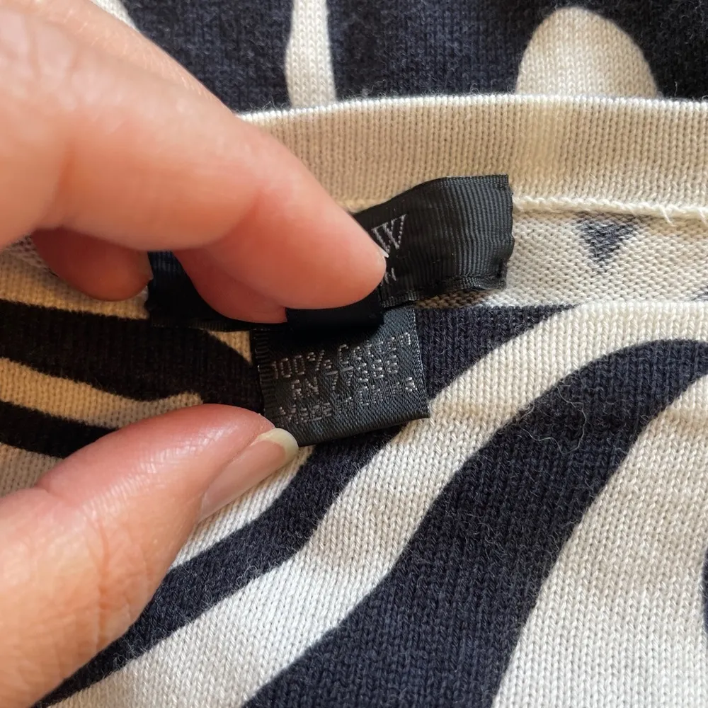 J. Crew Collection Knit Cotton Midi Dress Black White (Small) animal print funky - Image 5