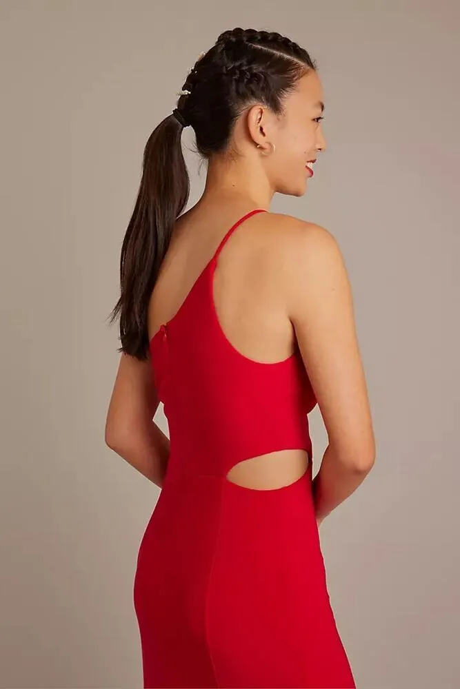 NWT Jump One Shoulder Cutout Jersey Gown Size 7 Fuschia Prom Dress - Image 3