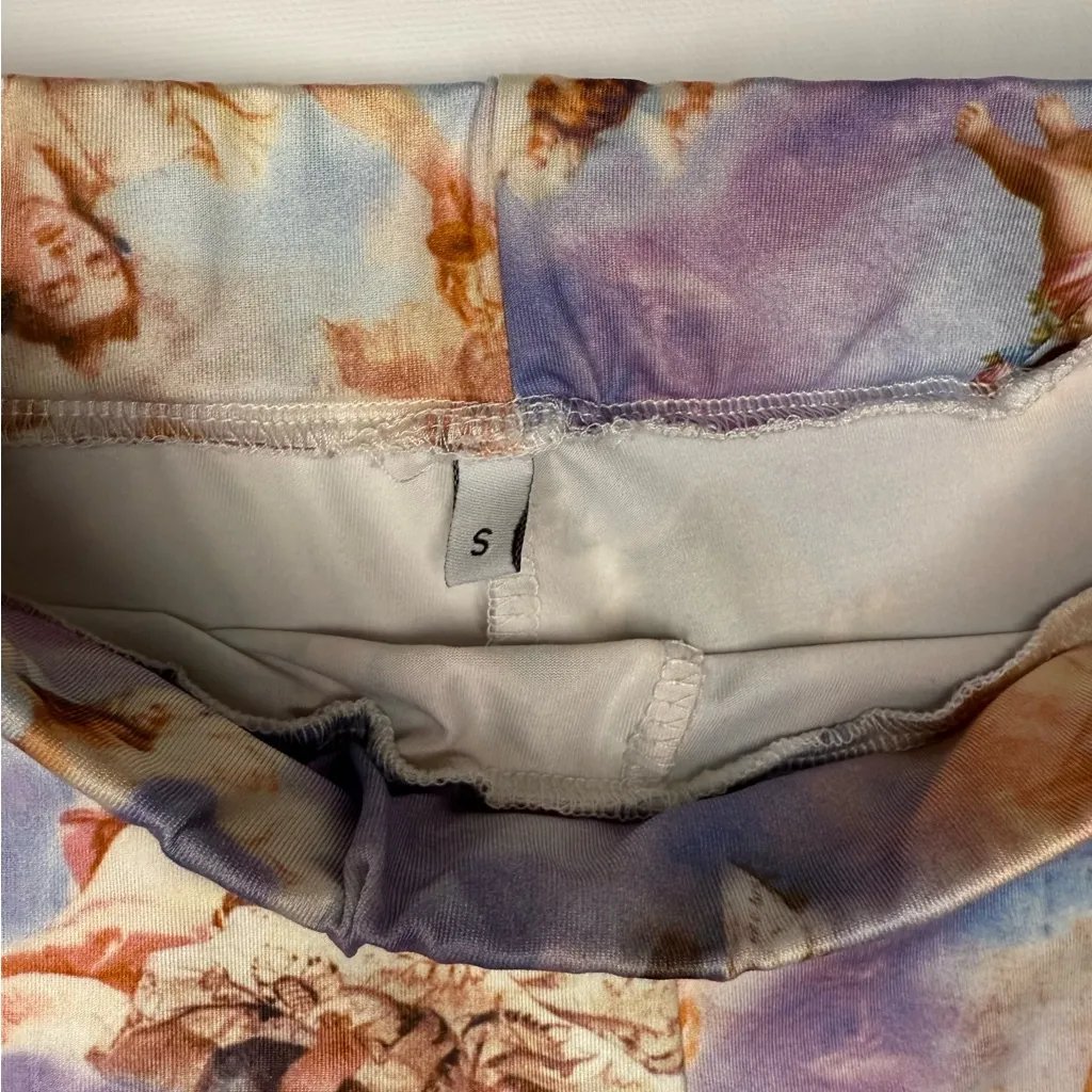 Angel Print High Waisted Biker‎ Shorts Blue - Image 6