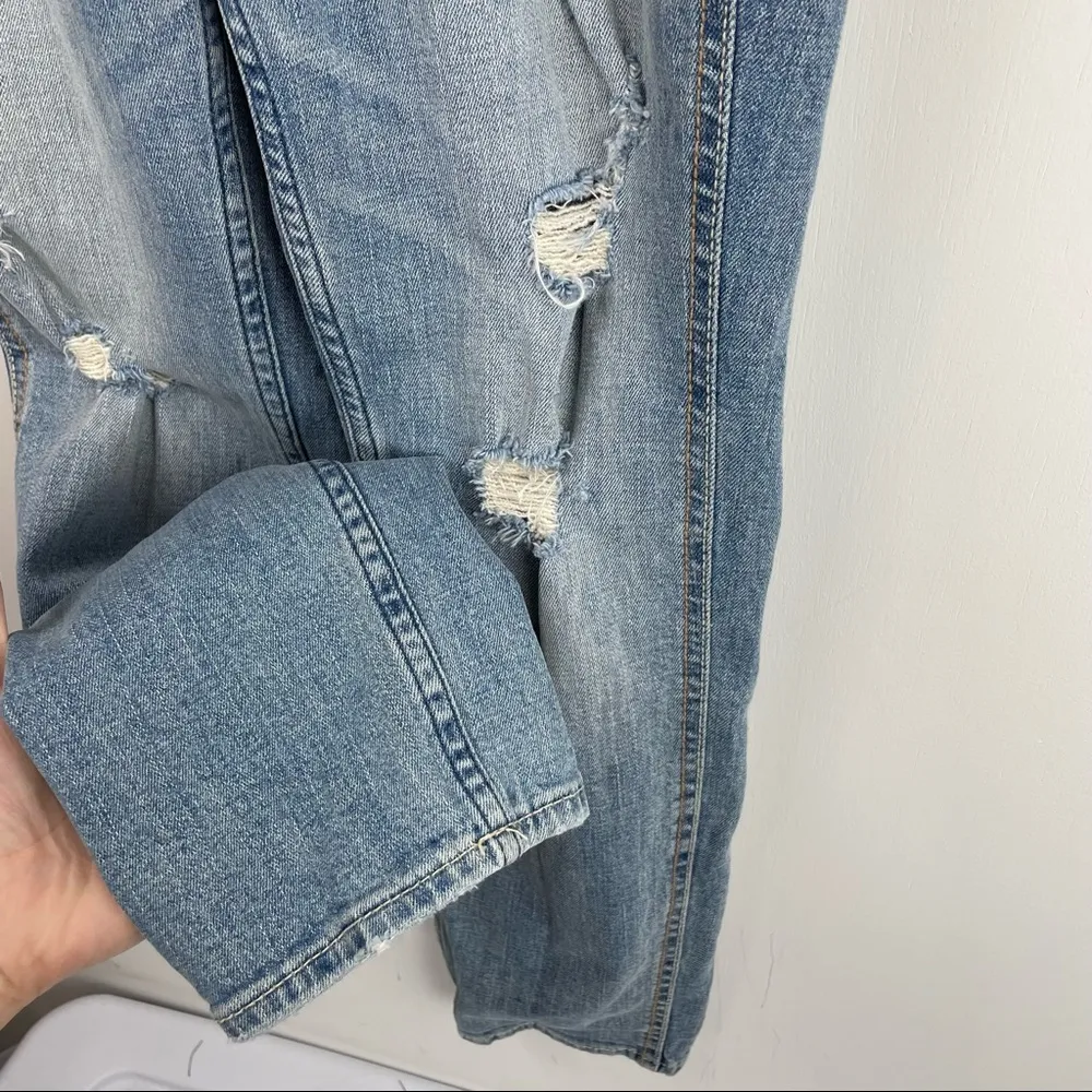 Hollister Light Wash Distressed Denim Overalls Sz XS Boho Western - Image 7