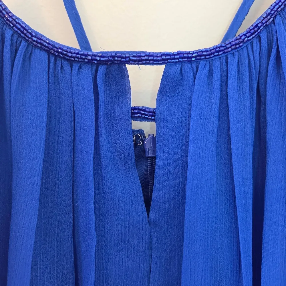David's Bridal Royal Blue Chiffon Dress - Image 4