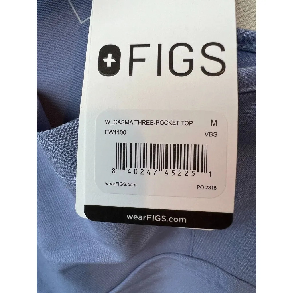 FIGS‎ Scrub Shirt Casma Top Short Sleeve Nursing NWT Blue 2318 Breathable Medium - Image 4