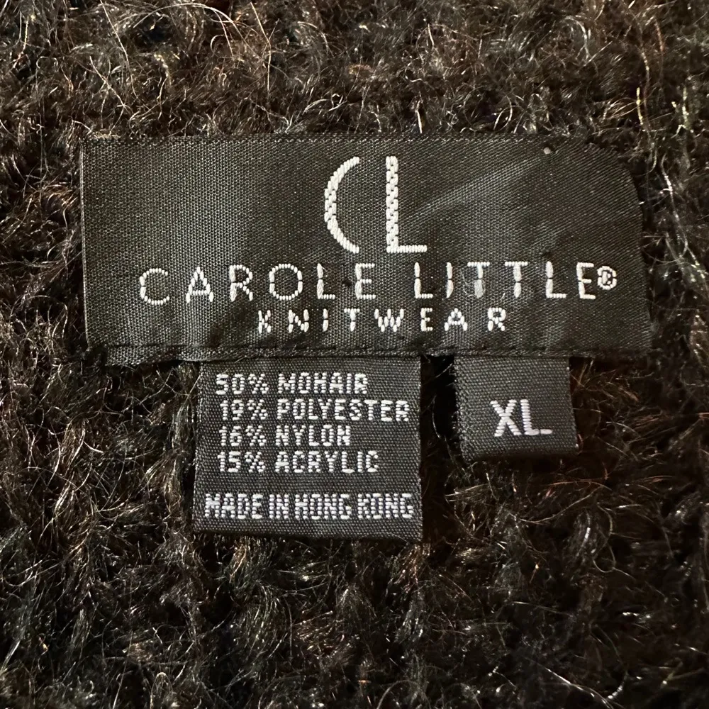 Carole Little Knitwear 1990s Y2K Cropped Length Metallic Dark Brown Sweater XL - Image 15