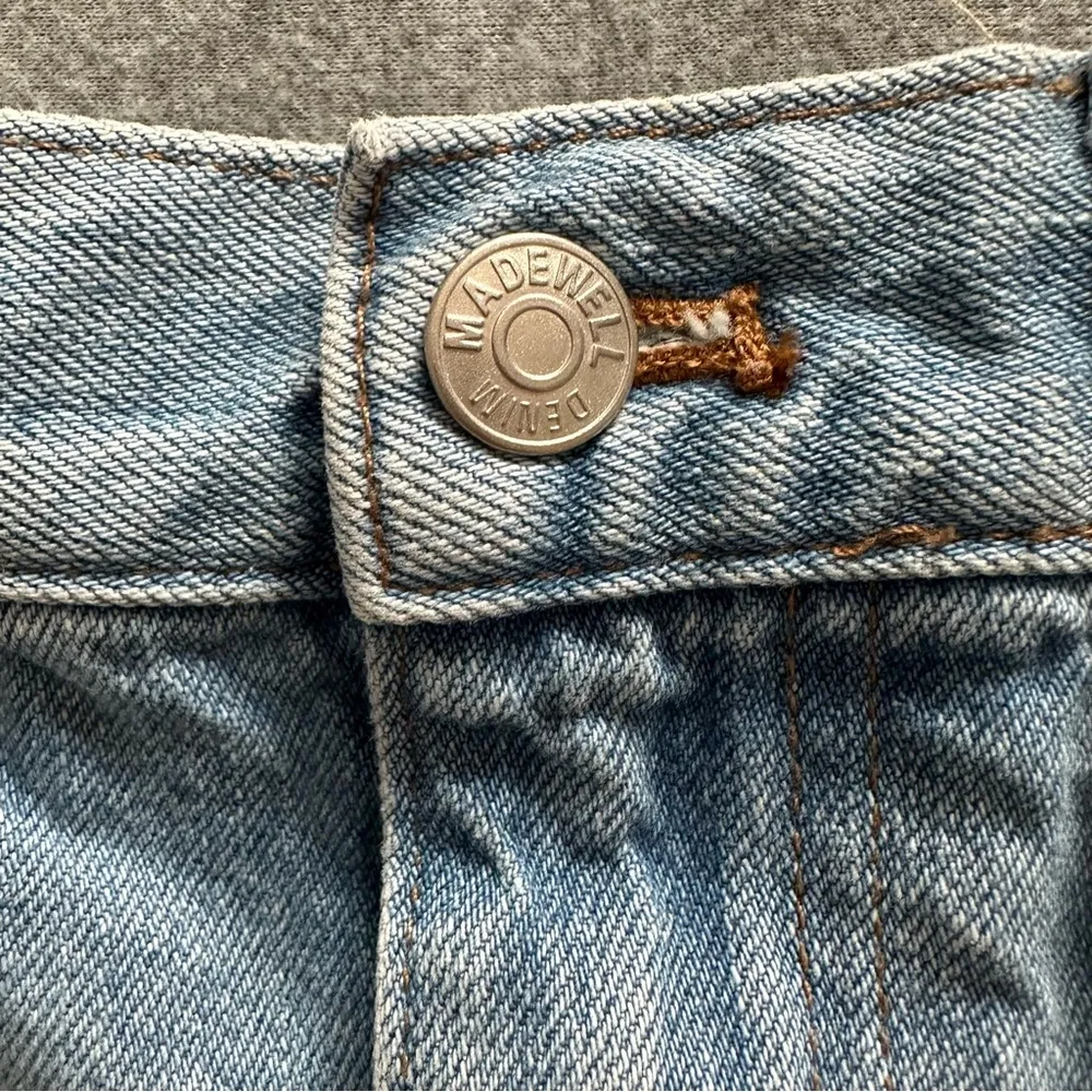 Madewell denim skirt distressed raw hem rigid denim Aline size 28 - Image 5