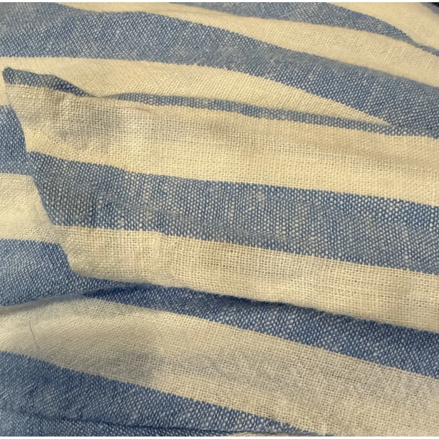 Ava Viv 1X Short Sleeve Maxi Shirt Dress Linen Blend Striped Blue White Pockets - Image 9