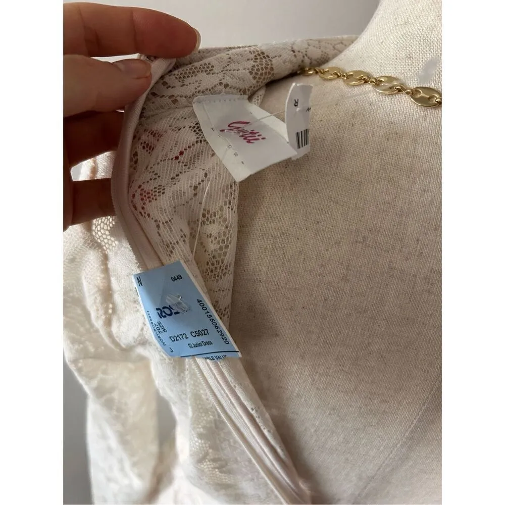 Lace white tan dress size small Pink - Image 3